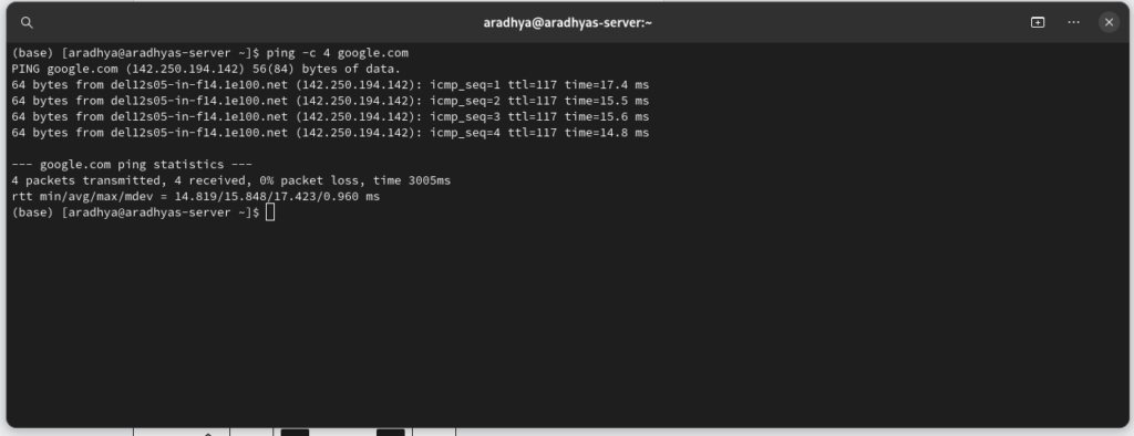 Troubleshooting Common Issues on Arch Linux 2 Checking ping and internet connection by kernel command