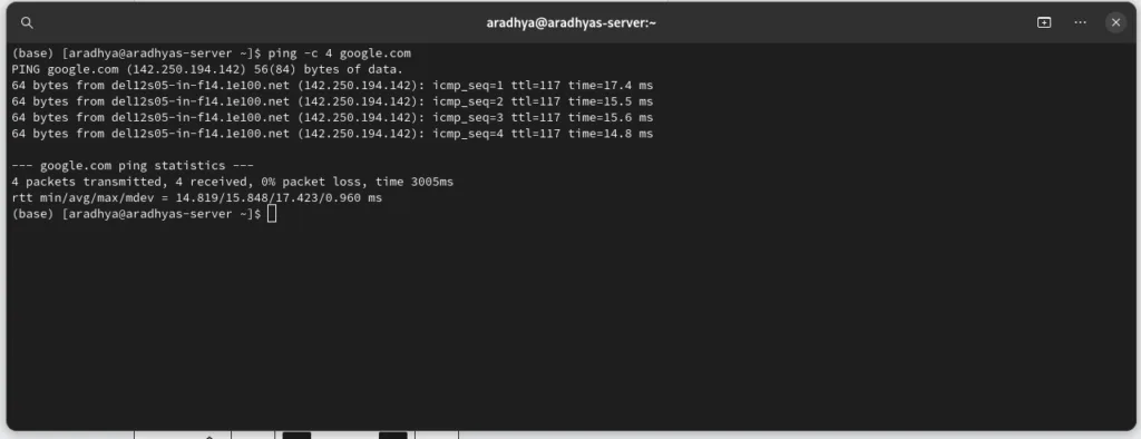Troubleshooting Common Issues on Arch Linux 2 Checking ping and internet connection by kernel command