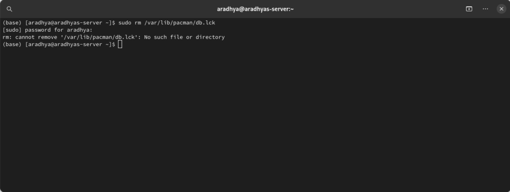 Troubleshooting Common Issues on Arch Linux 6 Troubleshooting a pacman lock issue