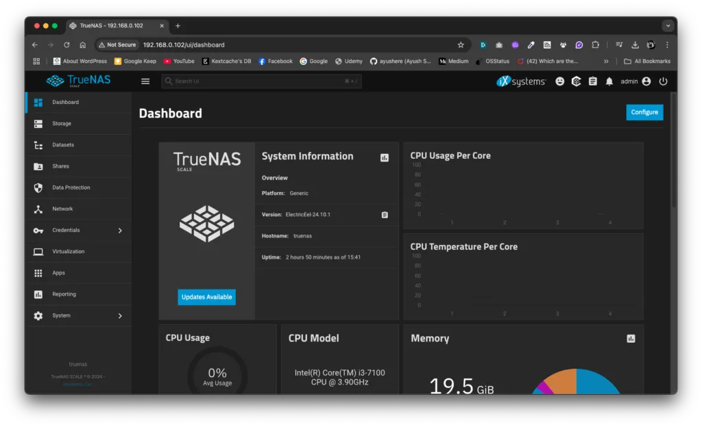 Best OS for Home Servers: A Comprehensive Guide to Choosing the Right One 3 TrueNAS Dashbaord for NAS storage - Best OS for home servers