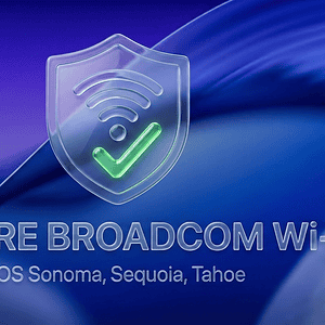 Network security shield with Wi-Fi icon and check mark for macOS.